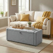 Banquette Fontechiara Coffre Rangement Capitonnée Tissu Gris Clair 122 cm