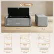 Banquette Fontechiara Coffre Rangement Capitonnée Tissu Gris Clair 122 cm