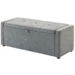 Banquette Fontechiara Coffre Rangement Capitonnée Tissu Gris Clair 122 cm