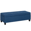 Banquette Coffre Baldomero Style Chesterfield Tissu Bleu Rangement Confort 125cm