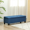 Banquette Coffre Baldomero Style Chesterfield Tissu Bleu Rangement Confort 125cm