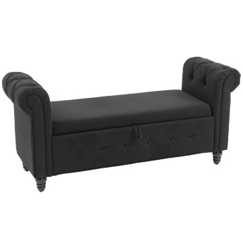 Banquette Ezzelino Chesterfield Rangement Design Lin Noir Élégant Confortable