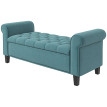 Banquette Farnaval Coffre Rangement Velours Élégant Turquoise 126 cm