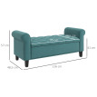 Banquette Farnaval Coffre Rangement Velours Élégant Turquoise 126 cm