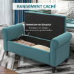 Banquette Farnaval Coffre Rangement Velours Élégant Turquoise 126 cm