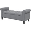 Banquette Rodric Coffre Rangement Velours Gris Design Élégant 126 cm