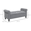 Banquette Rodric Coffre Rangement Velours Gris Design Élégant 126 cm