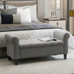 Banquette Rodric Coffre Rangement Velours Gris Design Élégant 126 cm