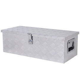 Coffre de Rangement Talwin Boîte à Outils Aluminium Résistante Gris Métal 76x33 cm