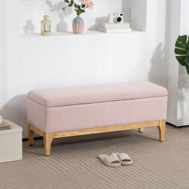 Banquette Nicorvo Rangement 2 en 1 Style Scandinave Bois Tissu Rose