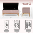 Banquette Nicorvo Rangement 2 en 1 Style Scandinave Bois Tissu Rose