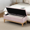 Banquette Nicorvo Rangement 2 en 1 Style Scandinave Bois Tissu Rose