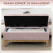 Banquette Nicorvo Rangement 2 en 1 Style Scandinave Bois Tissu Rose