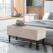 Banc coffre Holmwick rangement 2 en 1 tissu bouclette noir blanc cassé 95 cm
