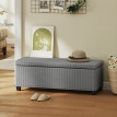 Banquette Launeval coffre design velours côtelé gris rangement élégant 84L