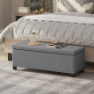 Banquette Launeval coffre design velours côtelé gris rangement élégant 84L
