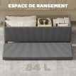 Banquette Launeval coffre design velours côtelé gris rangement élégant 84L