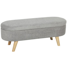 Banquette Dormeval Coffre Rangement Design Scandinave Velours Gris 110 cm