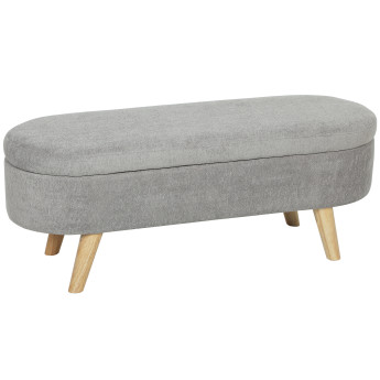 Banquette Dormeval Coffre Rangement Design Scandinave Velours Gris 110 cm