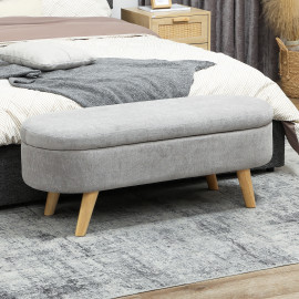 Banquette Dormeval Coffre Rangement Design Scandinave Velours Gris 110 cm