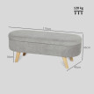 Banquette Dormeval Coffre Rangement Design Scandinave Velours Gris 110 cm
