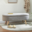 Banquette Dormeval Coffre Rangement Design Scandinave Velours Gris 110 cm