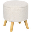 Pouf Vincenzo Repose-Pieds Rangement Intérieur Style Bohème Crème 39x39x40 cm