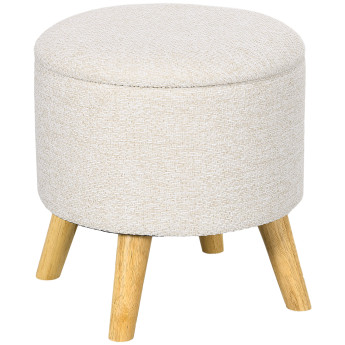 Pouf Vincenzo Repose-Pieds Rangement Intérieur Style Bohème Crème 39x39x40 cm