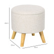 Pouf Vincenzo Repose-Pieds Rangement Intérieur Style Bohème Crème 39x39x40 cm