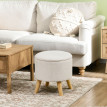 Pouf Vincenzo Repose-Pieds Rangement Intérieur Style Bohème Crème 39x39x40 cm