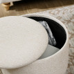 Pouf Vincenzo Repose-Pieds Rangement Intérieur Style Bohème Crème 39x39x40 cm