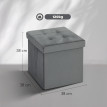 Pouf Coffre Ildefonso Velours Capitonné Pliable Gris Rangement Confortable