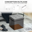 Pouf Coffre Ildefonso Velours Capitonné Pliable Gris Rangement Confortable