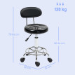 Tabouret Valefield Pro Confort Pivotant 360° Roulettes Noir Salon Beauté SPA