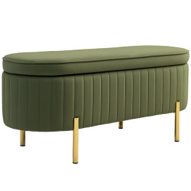 Banquette Norwin Coffre Design Ovale Kaki Rangement Chic Salon Chambre