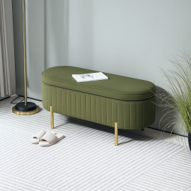 Banquette Norwin Coffre Design Ovale Kaki Rangement Chic Salon Chambre