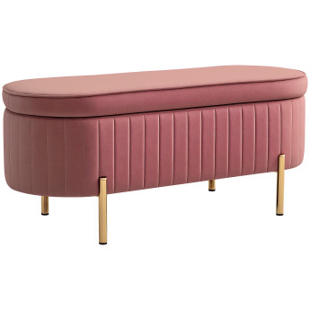 Banquette Arbreval Coffre Design Ovale Rose Poudré Rangement Chic 108x44cm