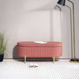 Banquette Arbreval Coffre Design Ovale Rose Poudré Rangement Chic 108x44cm