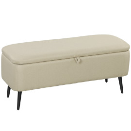 Banc Coffre Urdaibai Rangement Design Tissu Jaune Moutarde Noir Acier 101cm