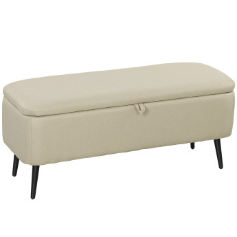 Banc Coffre Urdaibai Rangement Design Tissu Jaune Moutarde Noir Acier 101cm