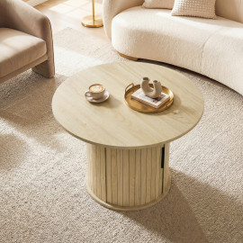 Table basse Mathilde design bois naturel rangement coulissant élégant salon