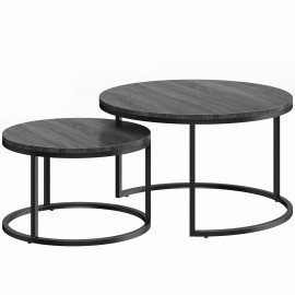 Tables gigognes Teodoro design métal bois noir élégantes modulables salon