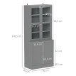 Bibliothèque Vitrine Imogen Style Contemporain Verre Aspect Bois Gris 76x40x178cm