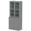 Bibliothèque Vitrine Imogen Style Contemporain Verre Aspect Bois Gris 76x40x178cm