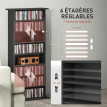 Etagère Pantaleone Rangement CD DVD 8 Compartiments Noir Design Épuré