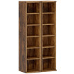 Etagère Uguccione Rangement CD DVD 12 Compartiments Effet Bois Vieilli