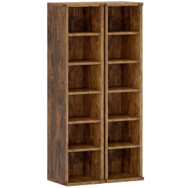 Etagère Uguccione Rangement CD DVD 12 Compartiments Effet Bois Vieilli