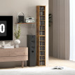 Etagère Uguccione Rangement CD DVD 12 Compartiments Effet Bois Vieilli