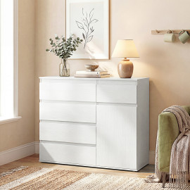 Buffet Ambreval Design Épuré Rangement Modulable Blanc Mat