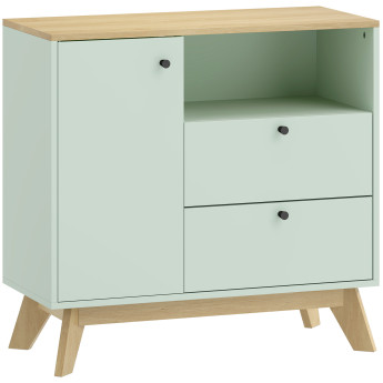 Buffet Pebblecross Design Moderne Bicolore Vert Clair Effet Bois Rangement Polyvalent